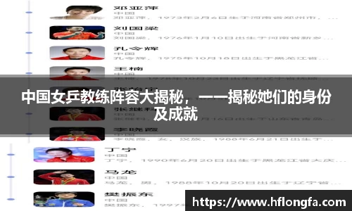 中国女乒教练阵容大揭秘，一一揭秘她们的身份及成就